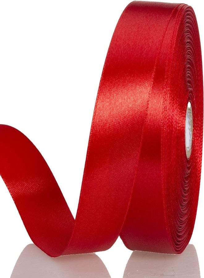 Delite Ribbons لفة شريط ساتان متعدد الأغراض مزدوج الجوانب بطول 18 متراً لتزيين الحفلات وبطاقات الدعوة وتغليف الهدايا والأعمال الحرفية والمشاريع (أحمر، 0.5 بوصة) - Image 1